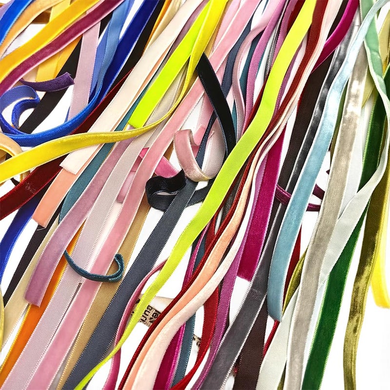 Chenkou Craft 30 Yards 3/8" Velvet Ribbon Total 30 Colors Assorted Lots Bulk (Multicolored, 3/8"(10mm)) - Image 5